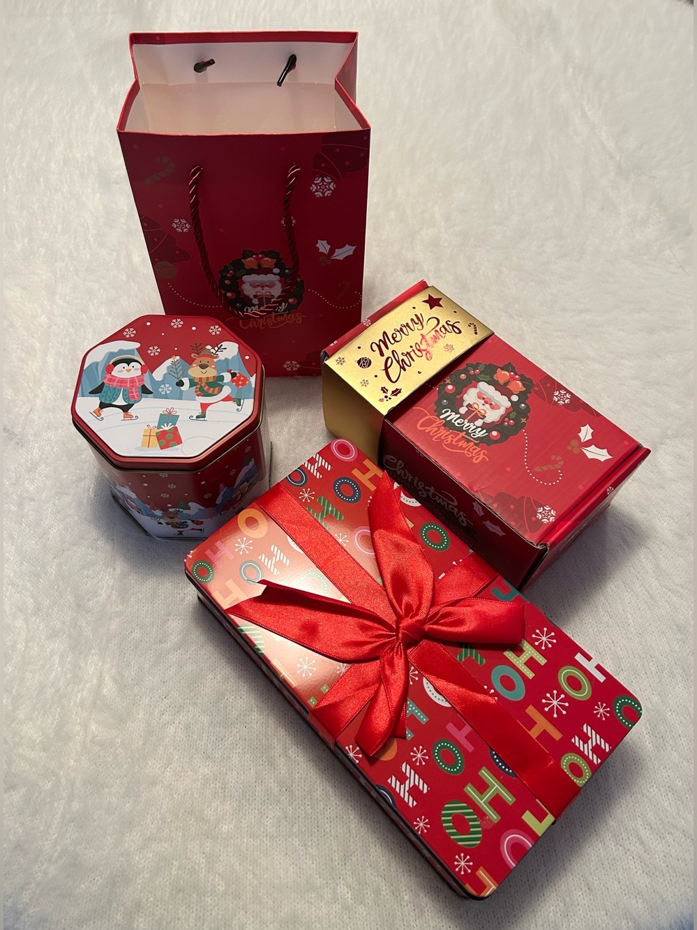 Holiday / Christmas Red Small Gift Boxes, Set of 3